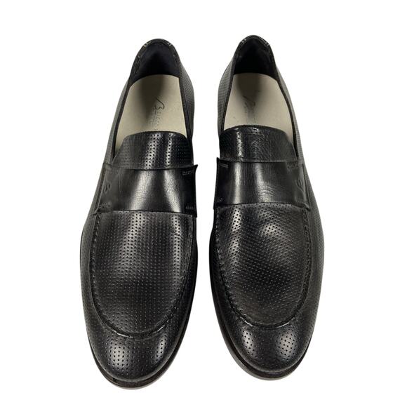 Bacco Bucci Made in Italy Black Perforated Leather Loafers Men's Size 10 - Picture 3 of 13
